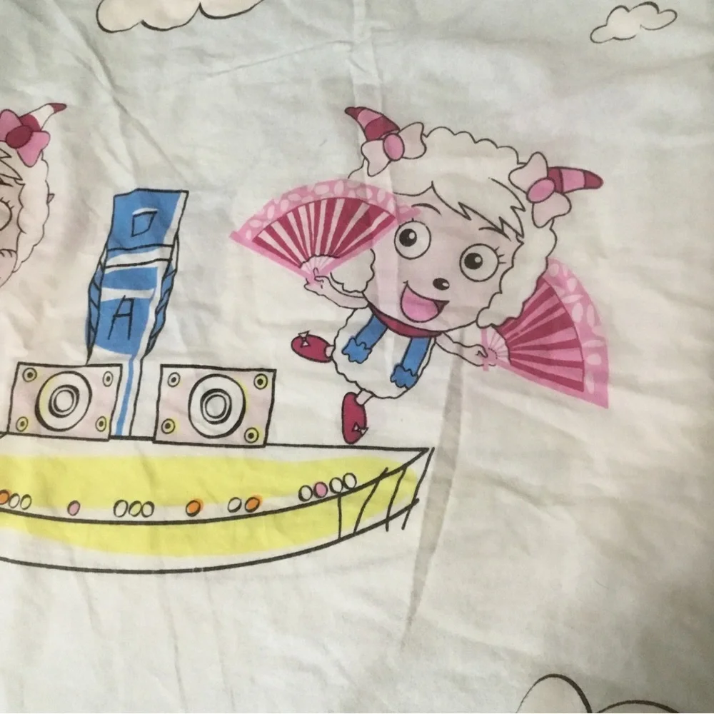 Pleasant Goat & Big Bad Wolf Full Duvet Cover Light Blanket HTF RARE Blue White